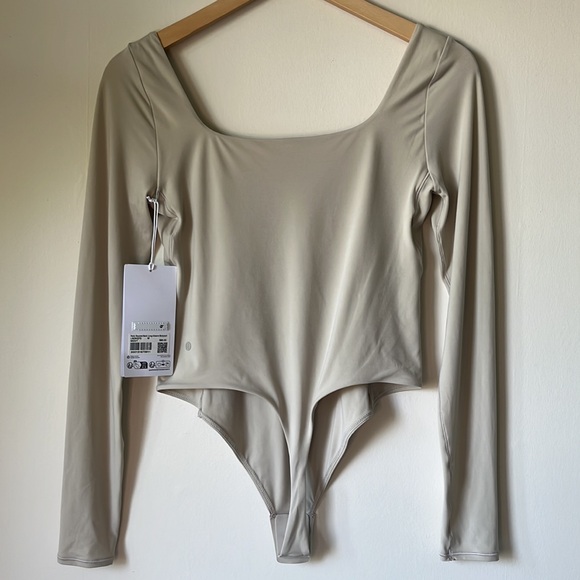 Lululemon Athletica Wundermost Square-Neck Long Sleeve Bodysuit NWT Mojave Tan - Picture 6 of 8